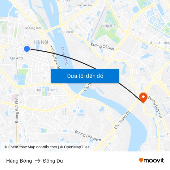 Hàng Bông to Đông Dư map