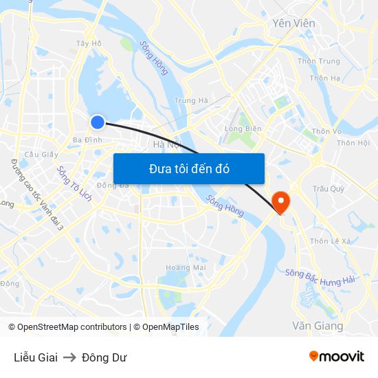 Liễu Giai to Đông Dư map