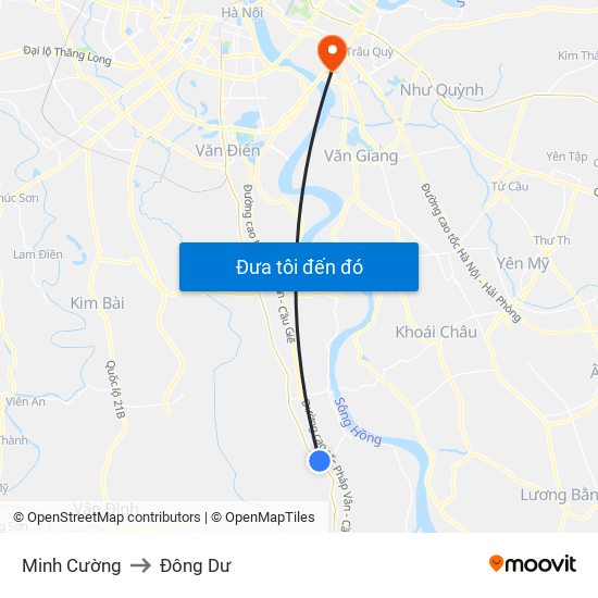 Minh Cường to Đông Dư map