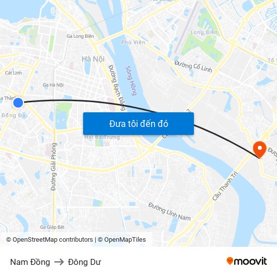 Nam Đồng to Đông Dư map