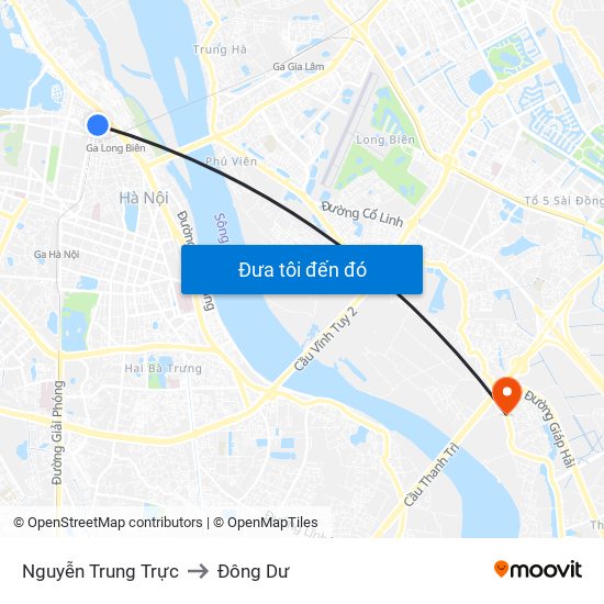 Nguyễn Trung Trực to Đông Dư map