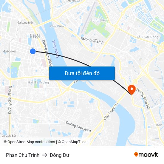 Phan Chu Trinh to Đông Dư map