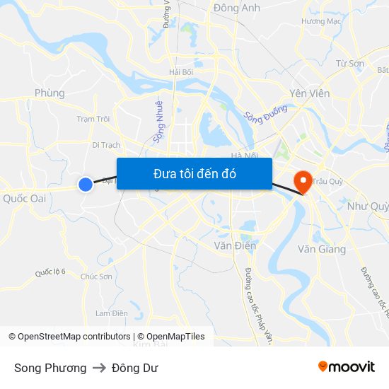 Song Phương to Đông Dư map