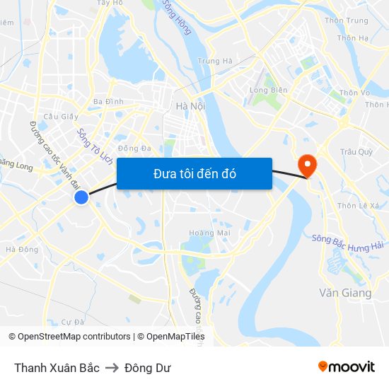 Thanh Xuân Bắc to Đông Dư map