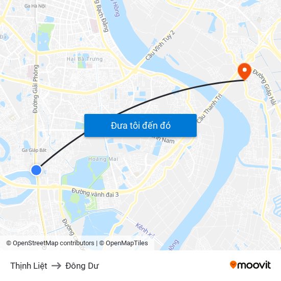 Thịnh Liệt to Đông Dư map