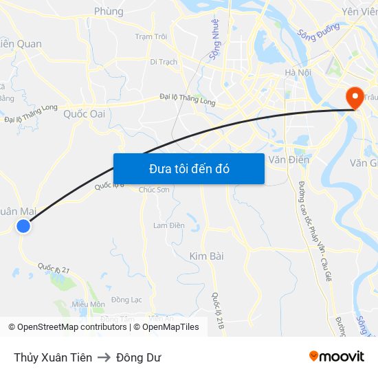 Thủy Xuân Tiên to Đông Dư map