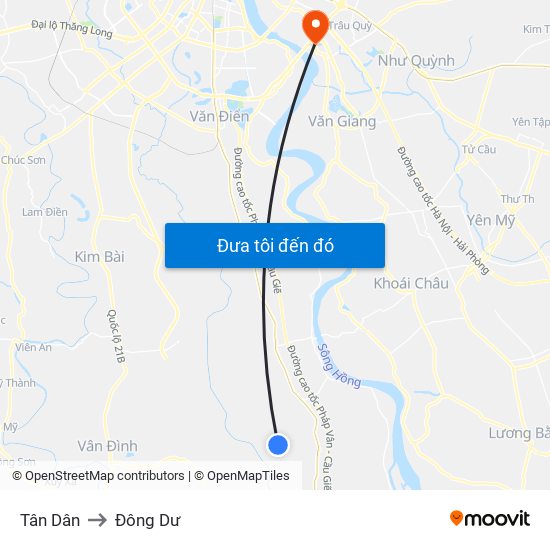 Tân Dân to Đông Dư map