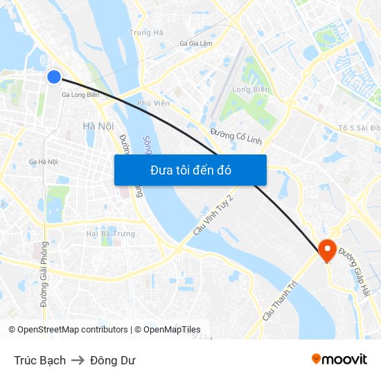 Trúc Bạch to Đông Dư map