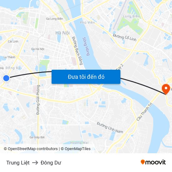 Trung Liệt to Đông Dư map