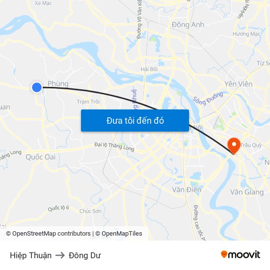 Hiệp Thuận to Đông Dư map