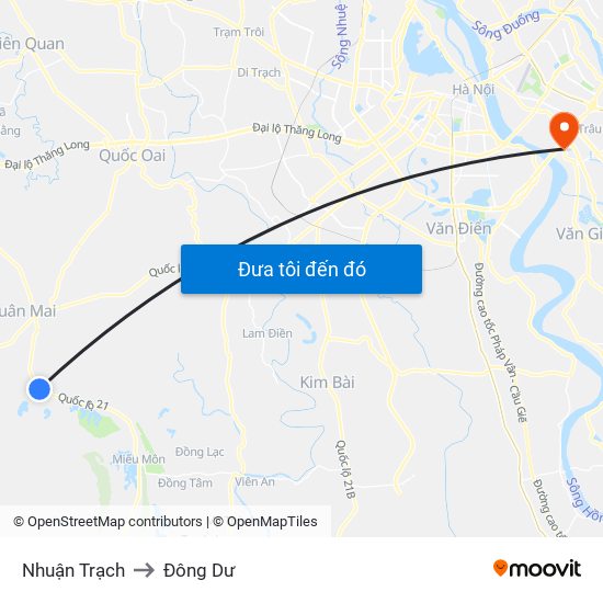 Nhuận Trạch to Đông Dư map