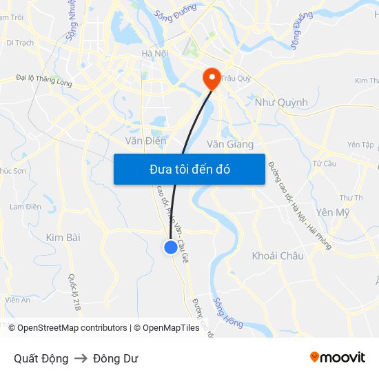 Quất Động to Đông Dư map