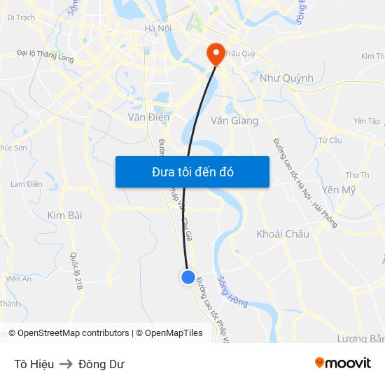 Tô Hiệu to Đông Dư map