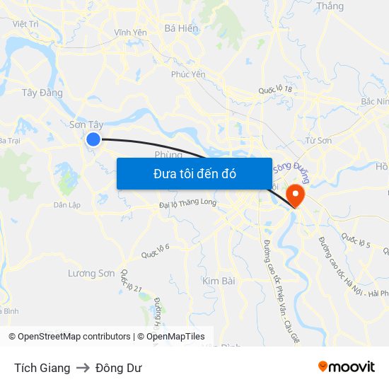 Tích Giang to Đông Dư map