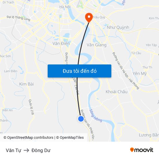 Văn Tự to Đông Dư map