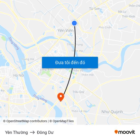 Yên Thường to Đông Dư map