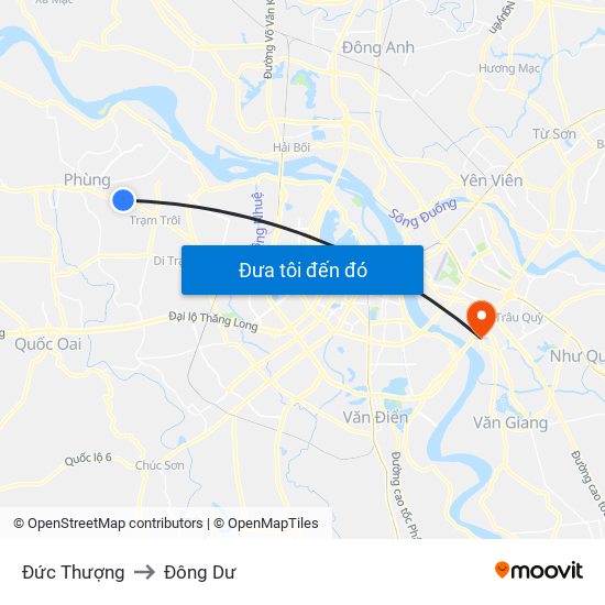 Đức Thượng to Đông Dư map