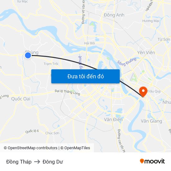 Đồng Tháp to Đông Dư map