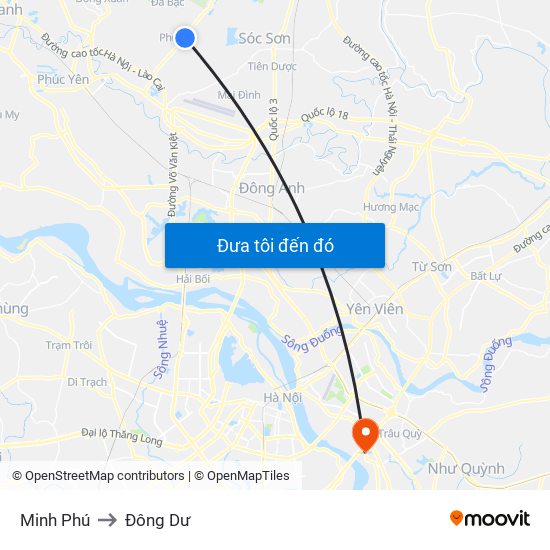 Minh Phú to Đông Dư map