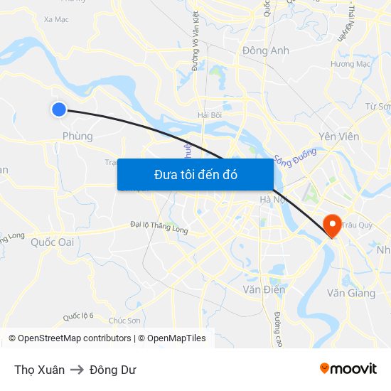 Thọ Xuân to Đông Dư map