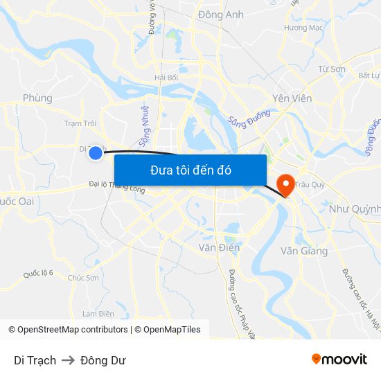 Di Trạch to Đông Dư map