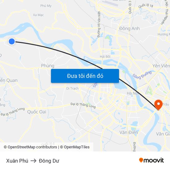 Xuân Phú to Đông Dư map