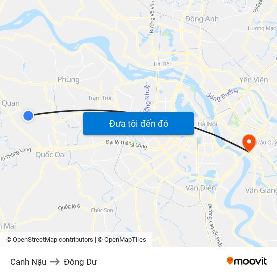 Canh Nậu to Đông Dư map