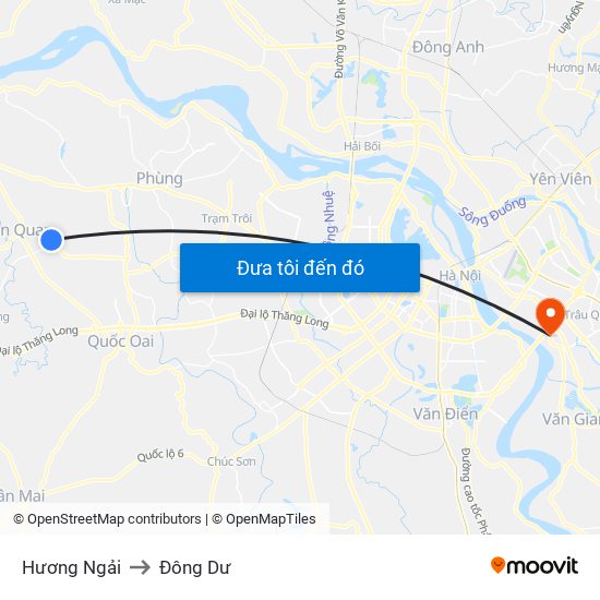 Hương Ngải to Đông Dư map