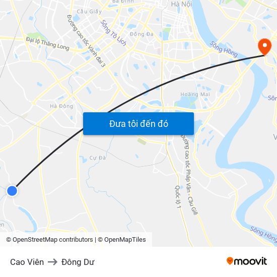 Cao Viên to Đông Dư map