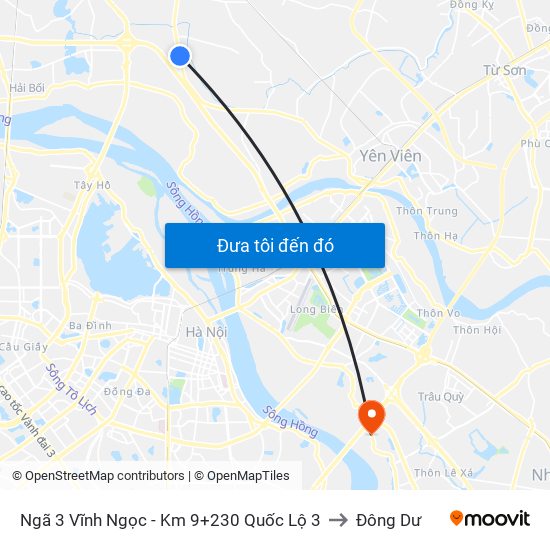 Ngã 3 Vĩnh Ngọc - Km 9+230 Quốc Lộ 3 to Đông Dư map