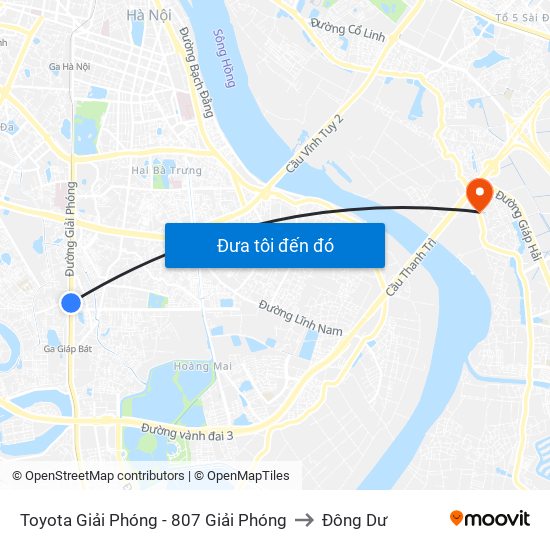 Toyota Giải Phóng - 807 Giải Phóng to Đông Dư map