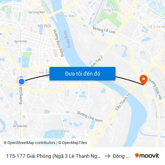 175-177 Giải Phóng (Ngã 3 Lê Thanh Nghị) to Đông Dư map