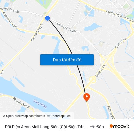 Đối Diện Aeon Mall Long Biên (Cột Điện T4a/2a-B Đường Cổ Linh) to Đông Dư map