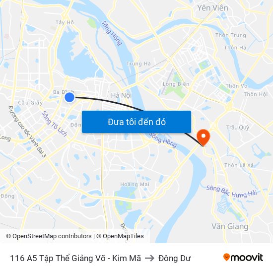 116 A5 Tập Thể Giảng Võ - Kim Mã to Đông Dư map