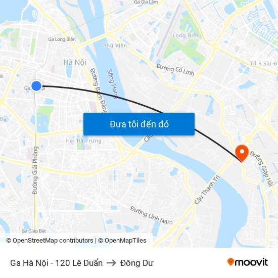 Ga Hà Nội - 120 Lê Duẩn to Đông Dư map