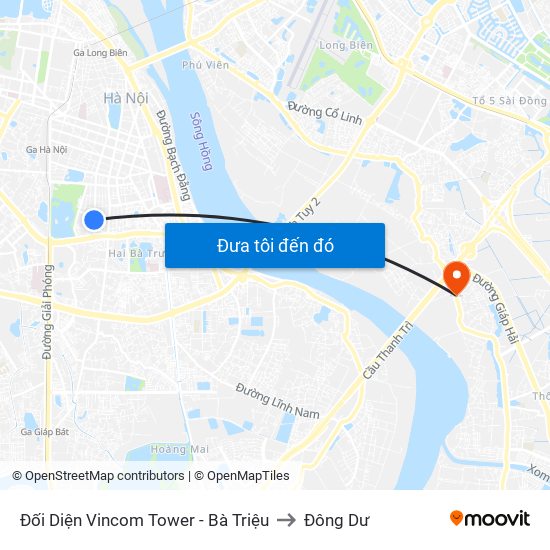 Đối Diện Vincom Tower - Bà Triệu to Đông Dư map