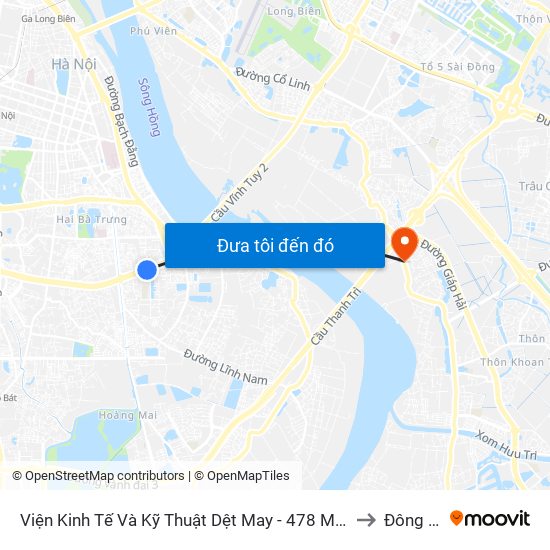 Viện Kinh Tế Và Kỹ Thuật Dệt May - 478 Minh Khai to Đông Dư map