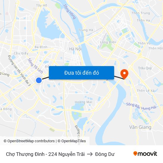 Chợ Thượng Đình - 224 Nguyễn Trãi to Đông Dư map