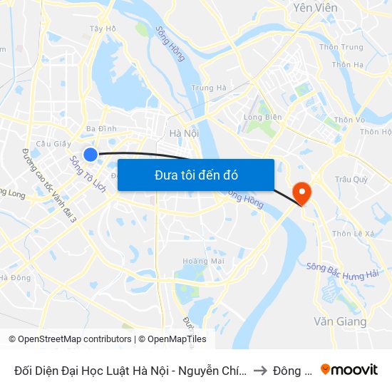 Đối Diện Đại Học Luật Hà Nội - Nguyễn Chí Thanh to Đông Dư map
