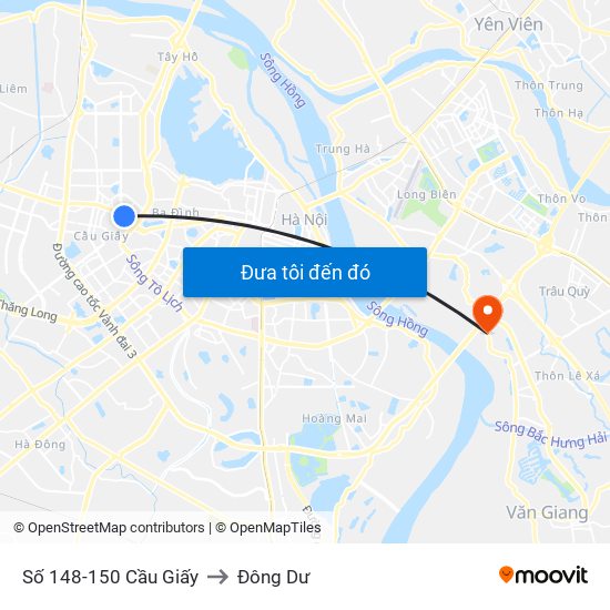 Số 148-150 Cầu Giấy to Đông Dư map