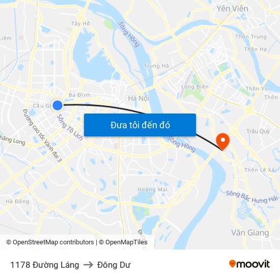 1178 Đường Láng to Đông Dư map