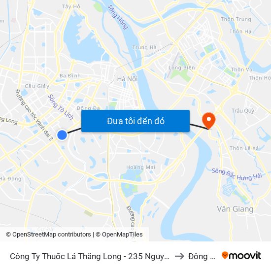 Công Ty Thuốc Lá Thăng Long - 235 Nguyễn Trãi to Đông Dư map
