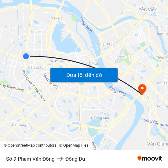 Số 9 Phạm Văn Đồng to Đông Dư map