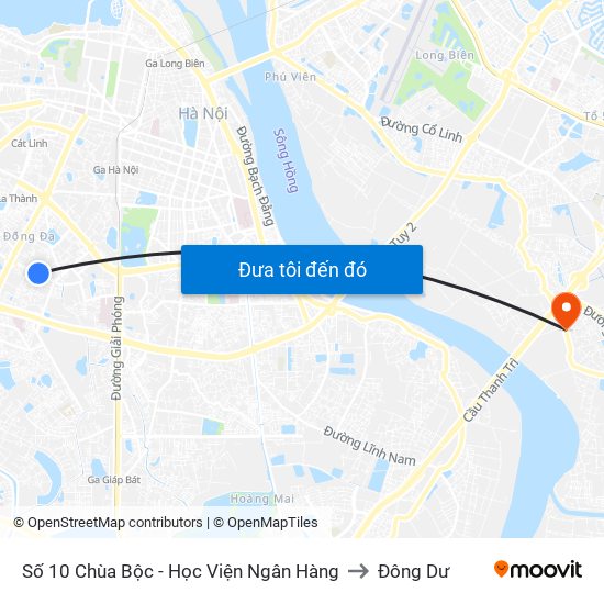 Số 10 Chùa Bộc - Học Viện Ngân Hàng to Đông Dư map