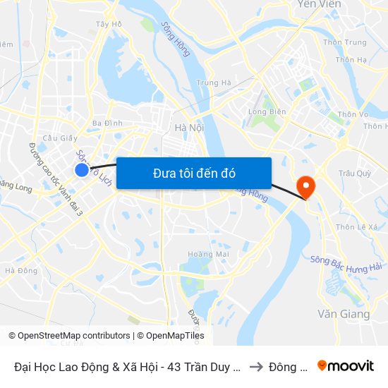 Đại Học Lao Động & Xã Hội - 43 Trần Duy Hưng to Đông Dư map