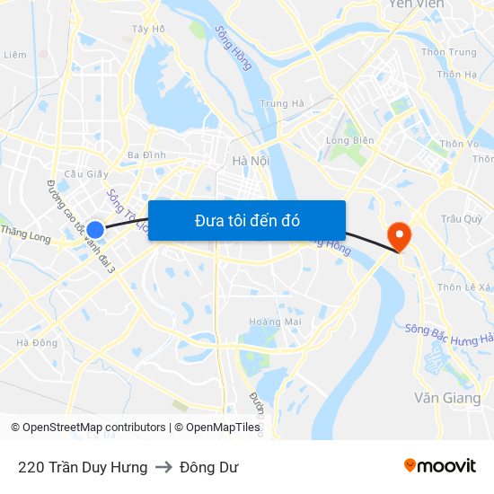 220 Trần Duy Hưng to Đông Dư map