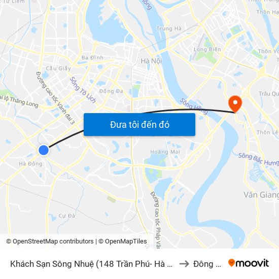 Khách Sạn Sông Nhuệ (148 Trần Phú- Hà Đông) to Đông Dư map