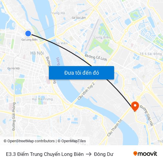 E3.3 Điểm Trung Chuyển Long Biên to Đông Dư map