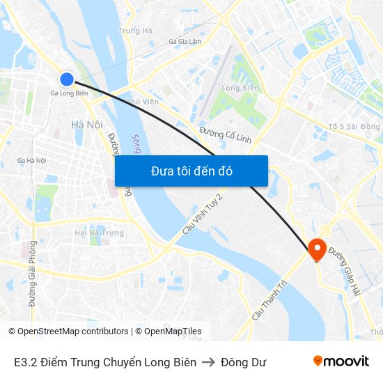 E3.2 Điểm Trung Chuyển Long Biên to Đông Dư map