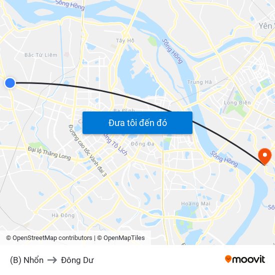 (B) Nhổn to Đông Dư map